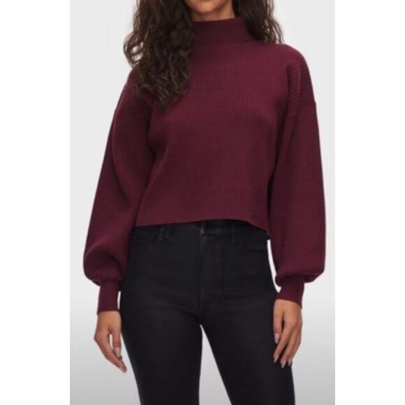 Good American Women's Cropped Ribbed Knit Turtleneck Sweater Medium Cozy Modern - Picture 1 of 7